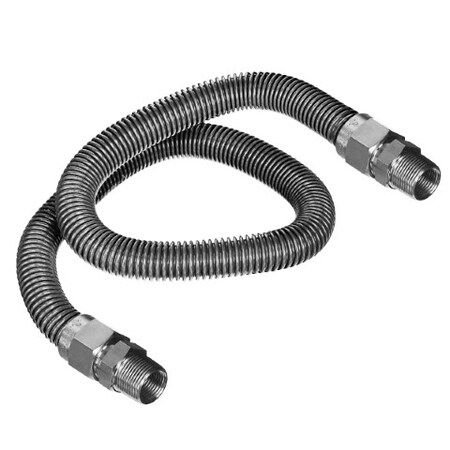 Flextron Gas Line Hose 1/2'' O.D. x 60'' Length 1/2" x 3/8" MIP Fittings, Stainless Steel Flexible Connector FTGC-SS38-60D
